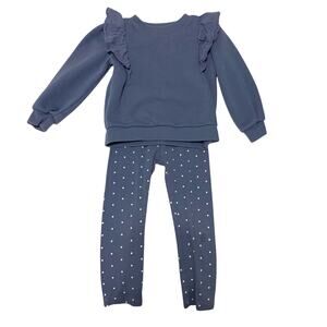 GAP Kids Blue Ruffle Sweatshirt & Polka Dot Legging Set Size 3T